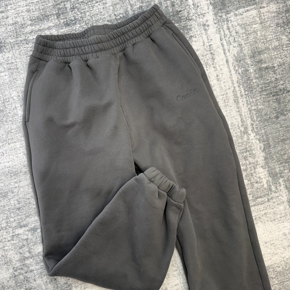 Comfrt Signature Sweatpants Adult Large Gray Tapered Jogger Thick Fleece Relaxed
